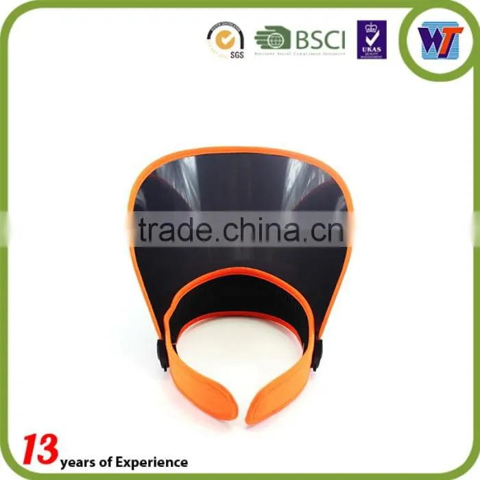 Black cheap UV protection PVC Plastic caps Long Brim Sun Visor hats