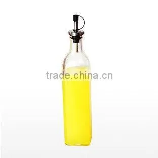 clear 500ml glass vinegar bottle Set With S/S Spout