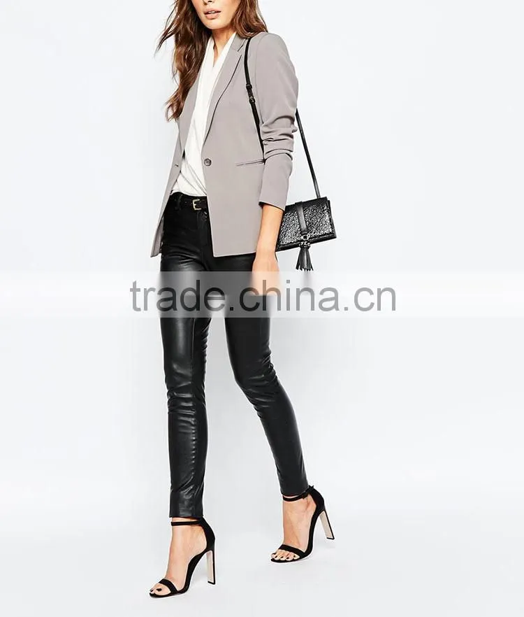 Fashion autumn coat chiffon single breasted smart lady silver tailored suits blazer