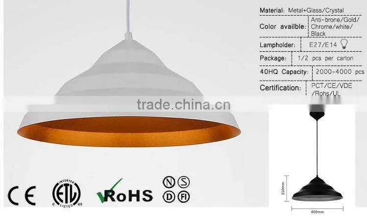 white painting and gold lamp shade metal hanging pendant lamp
