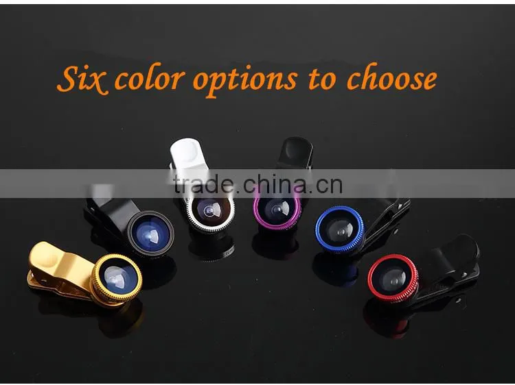 2015 Factory-direct price Universal clip 3 in 1 lens for mobile phone fisheye lens, wide angle lens, micro lens.