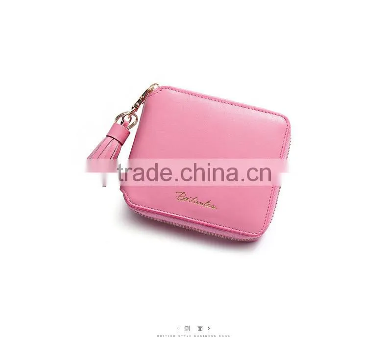 leather macrame women wallet and purse zipper open with coin slot