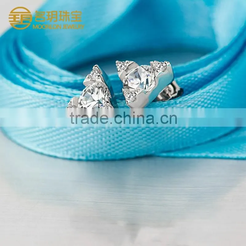 Fashion geometric figure sterling silver gemstone stud earrings for stylish women