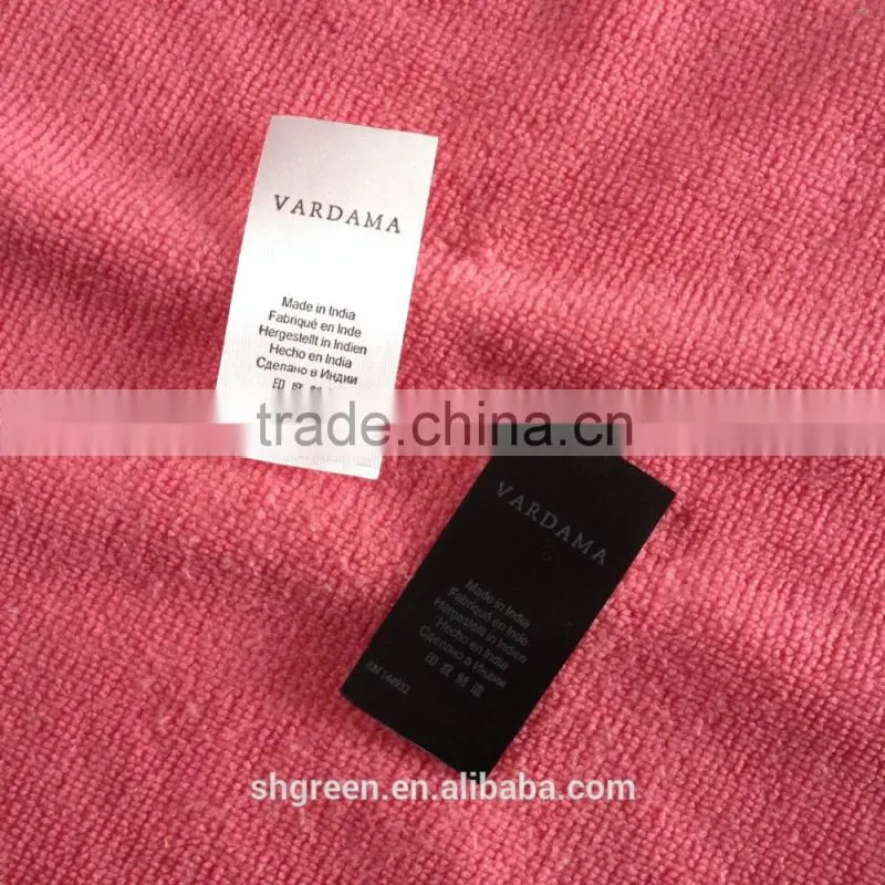 center fold 4 sides printing label,satin care printing tags