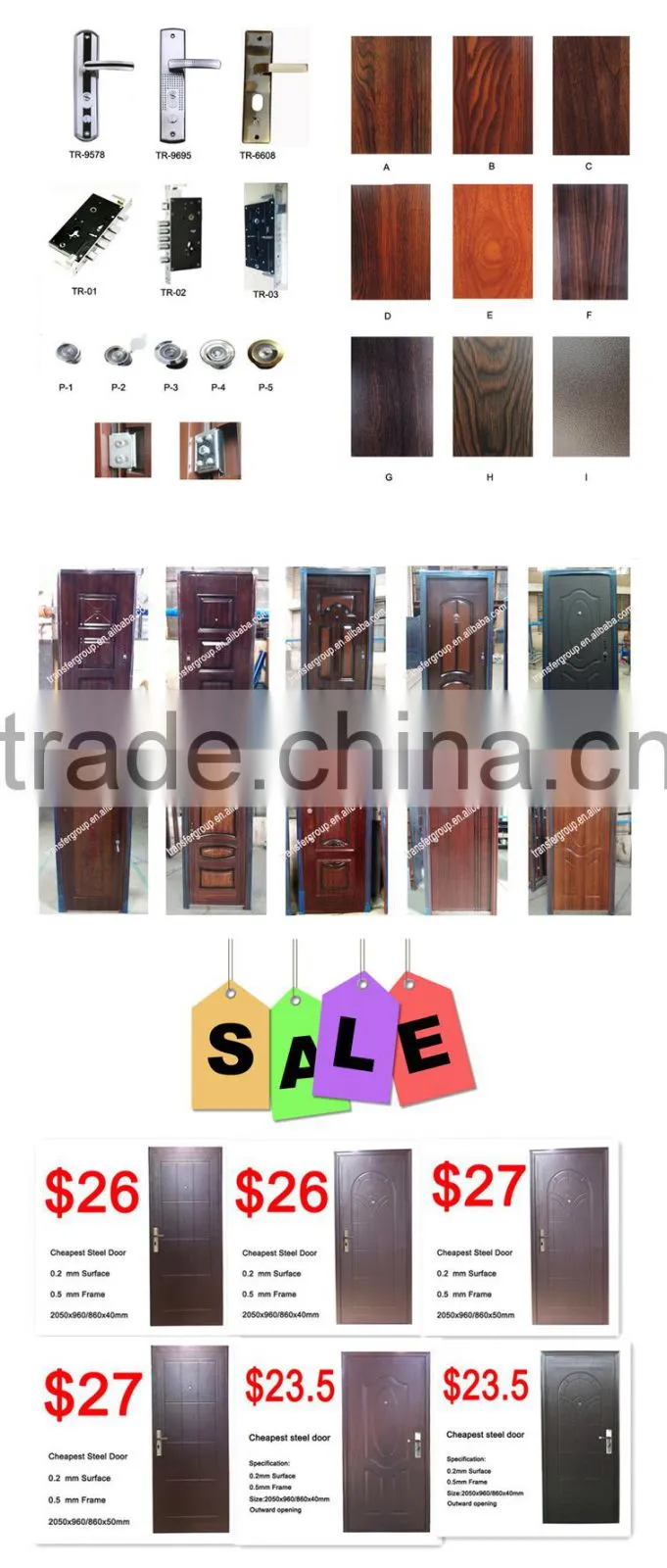 Factory wholesale exterior door steel gate door