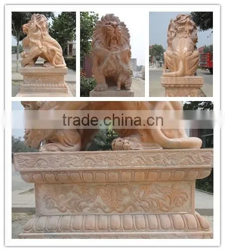 Hand-carved Marble Lion Statues