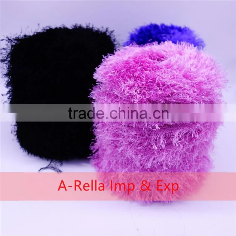 100% polyester feather yarn , with heat setting , lurex yarn