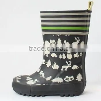 Wholesale animal pattern rubber rain boots for kids
