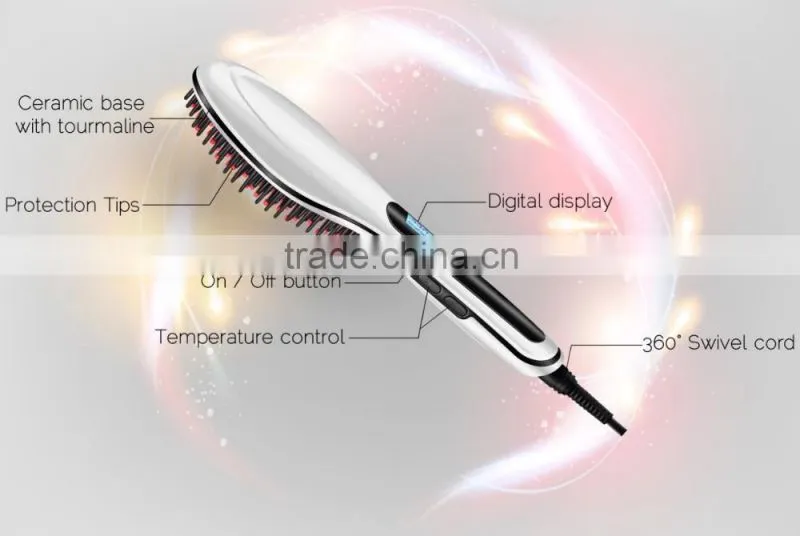 Good quality 2016 Steam Comb Brush Brown Hair Straightener Digital Steaming Hair Comb With Lcd Display