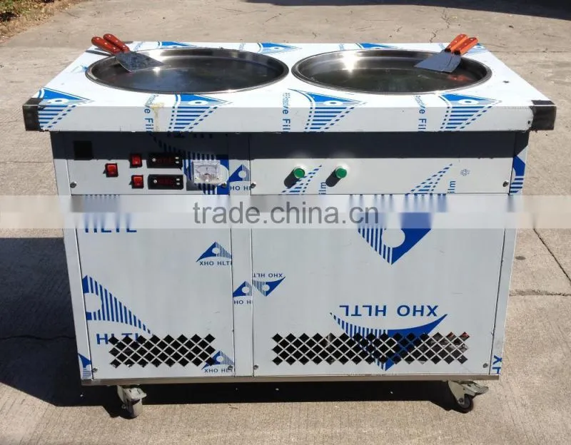 Used commercial double pan fry ice machine for sale
