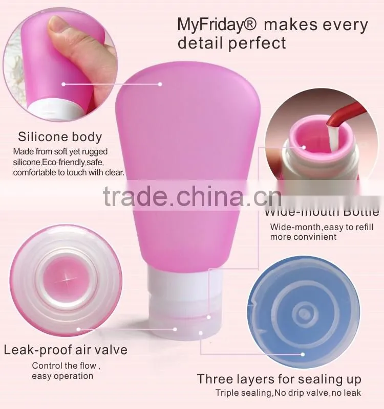 3 size fan-shaped silicone travel tube sets