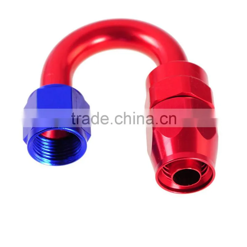 Red Blue AN8 AN-8 8 AN 180 Degree Push Lock Swivel Fuel Hose End Fitting Adaptor