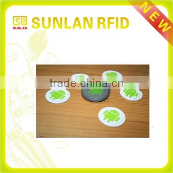 high quality round szie 13.56Mhz hf rfid smart tags with ntag213 for mobile phone(professional maunfacuturer)