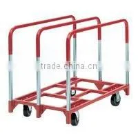 panel cart with 3 uprights , 6 x2 " swivel heavy duty casters ,and wood deck covered with carpet