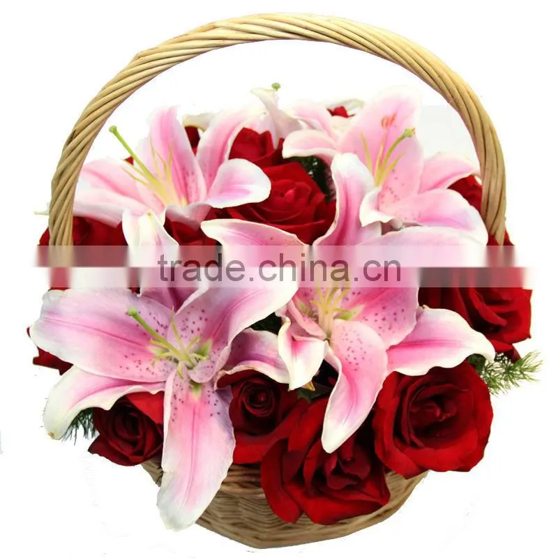 2014 artificial flower basket gift empty wicker gift baskets wholesale