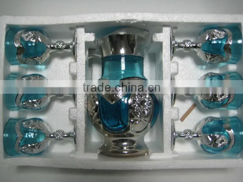 7pcs golden glass set,7pcs of gold plated glassware sets