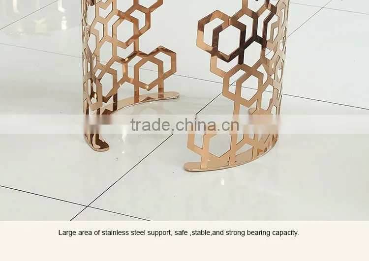 D403 Unique End Table Round Rose Gold Sofa Table