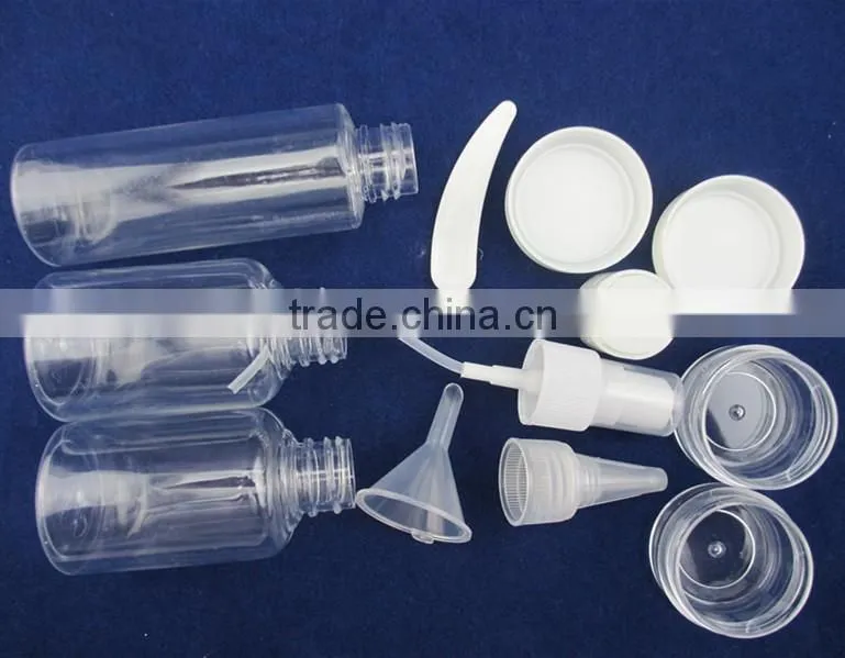 plastic transparent travel bottle set for women bathroom