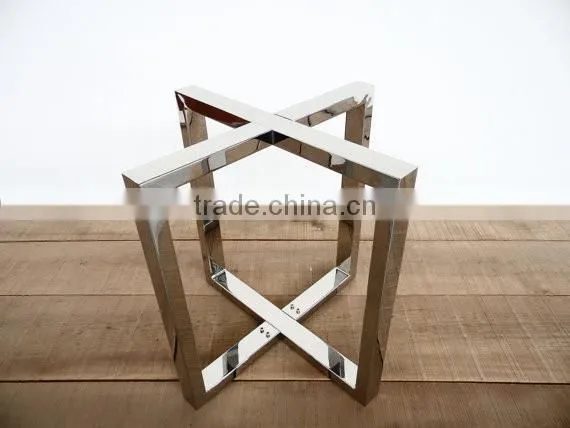 Stainless steel solid wood dining table metal leg wholesale factory