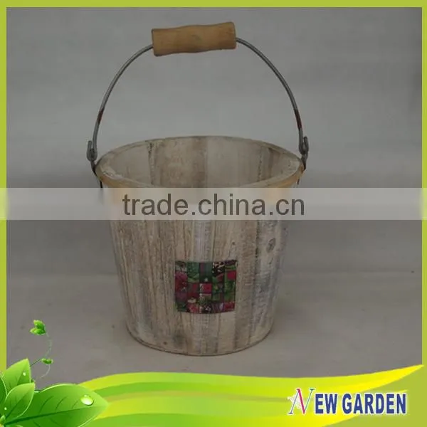 French Style Decorative Big Elegant Delicate Round Rustic Wood Flower Pot