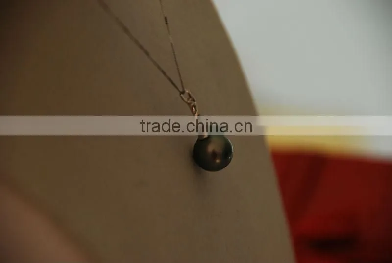 14-15mm big black tahitian single pearl pendant necklace