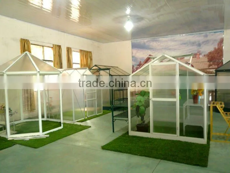 10X14FT aluminum greenhouse/four windows double doors