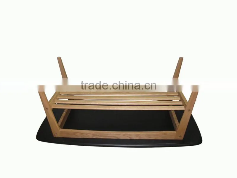 qingdao furniture black top oak wood coffee table for hot sale