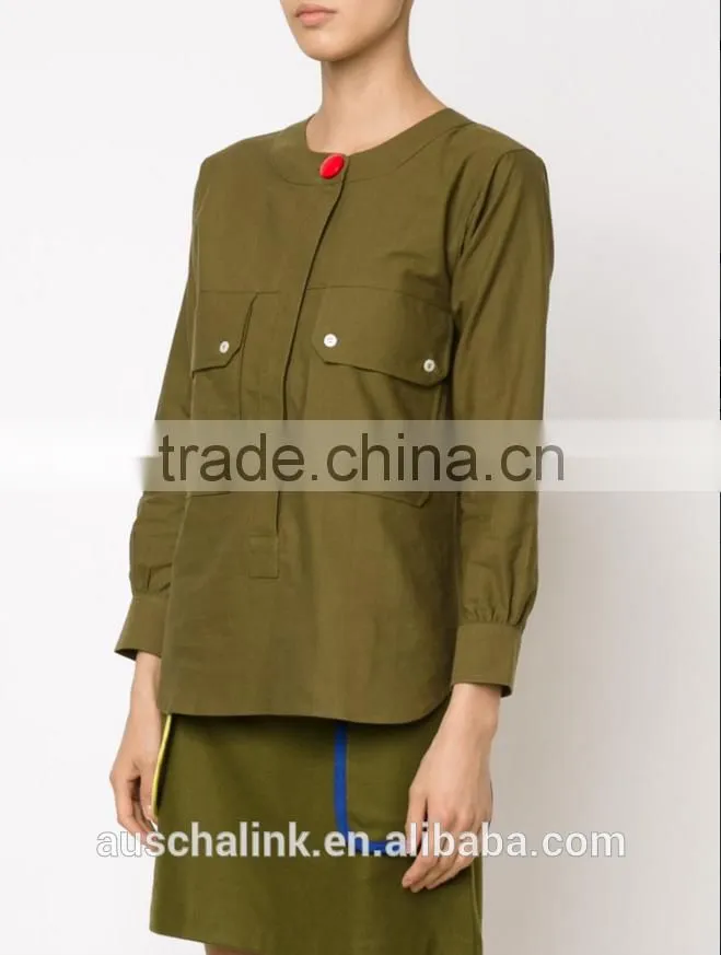 new arrival khaki patch pocket fancy casual shirt OEM service