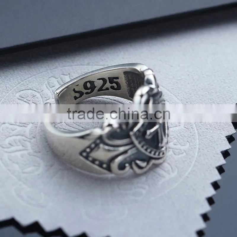 Yiwu factory direct wholesale retro cool punk Cross ring Tai silver jewelry for men