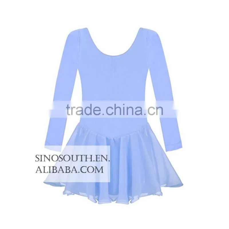 2017 New arrival Solid Color Long Sleeve girls leotard dance leotards Dress