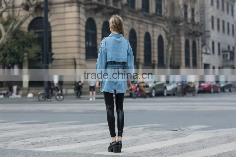 Demin coat jacket for women fashion design for ladies women's washed jean jacket for young ladies