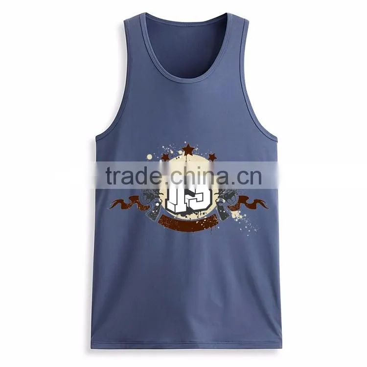 Custom printed design bulk mens fitness 95% cotton 5% spandex tank top