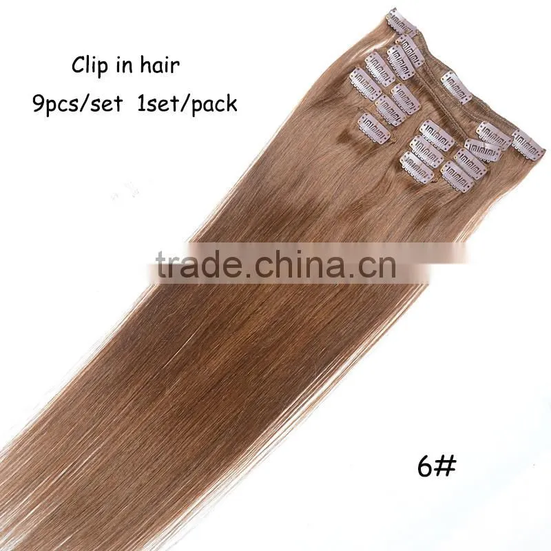 9pcs/set 8A Clip in Hair Extension Silky Straight Virgin Brazilian Human Hair Clip in Hair Extensions for Black Women
