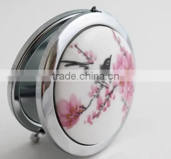 Cosmetic Mirror 2014 for Girl,Modern Design Folding Mirror,Lady's Beauty Pocket Mirror with Two Covers,Double Side Makeup Mirror