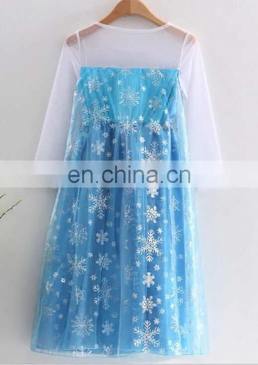 2015 hot selling blue beauty kids dress summer children dress