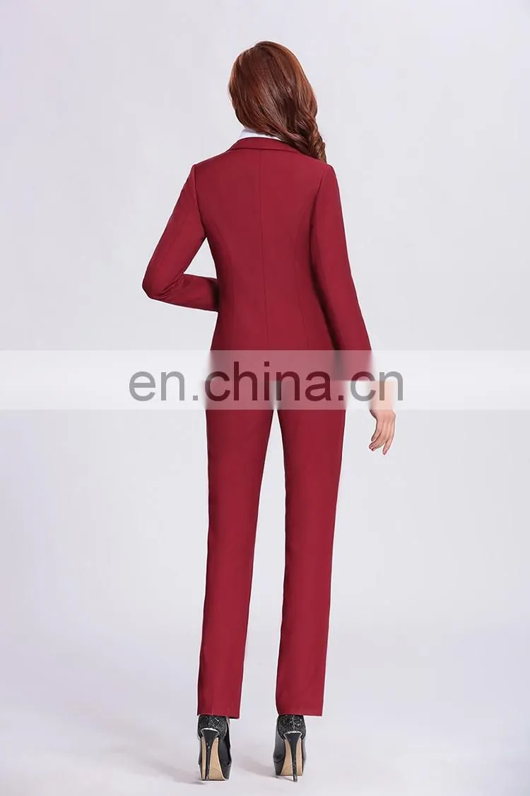wine elegant women pant suits lady business top blouser suit