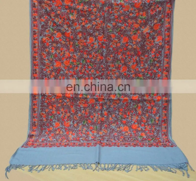 All over embroidered pure wool pashmina shawls