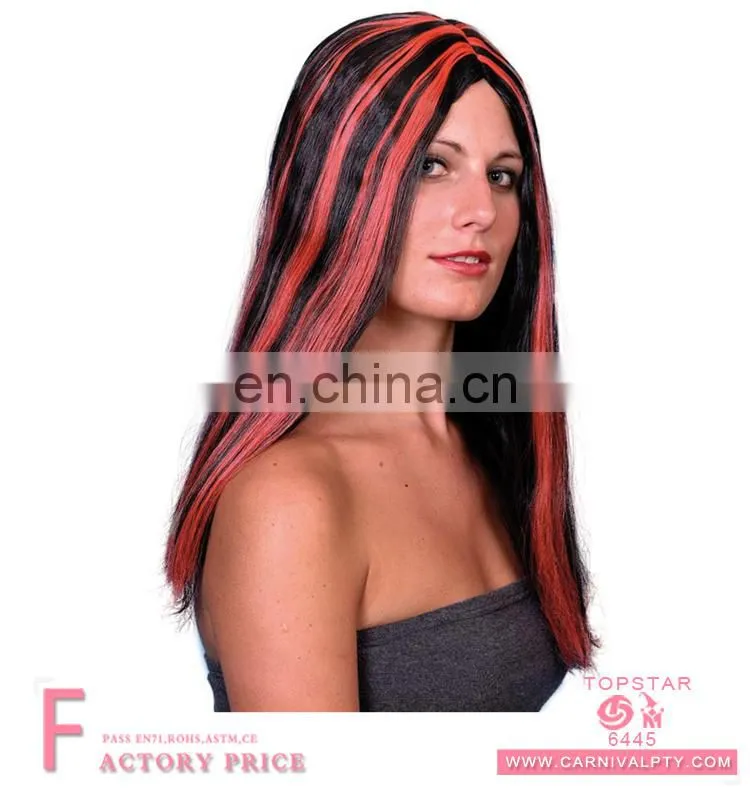 Long mixed color hair party night wig hair with full lace human wig for women