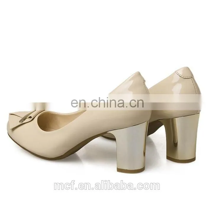 MCH-2394 New style 2017 fashion red professional women OL metal chunky wedge heels shoes round toe high heel shoes suppliers