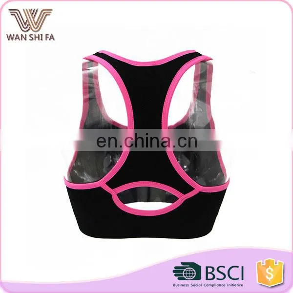 Fancy design fluorescent color bordure decoration special nylon sports bra top