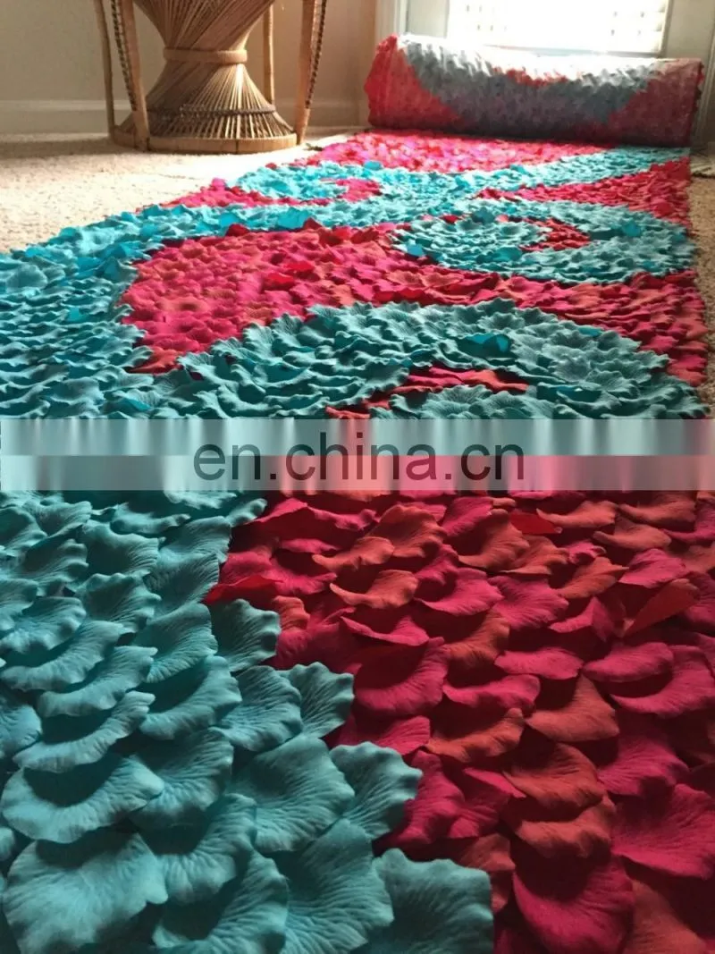 Turquoise Blue Swirls Silk Rose Petal Swirl Aisle Runner
