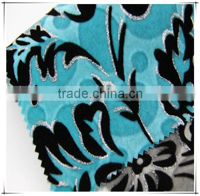 High Quality Cloth Fabric Flock On Flock With Silver For Sofa