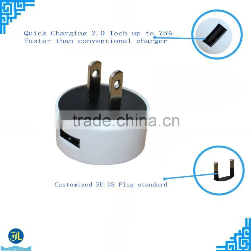 Round wall charger with EU US plug superior rapid usb travel charger