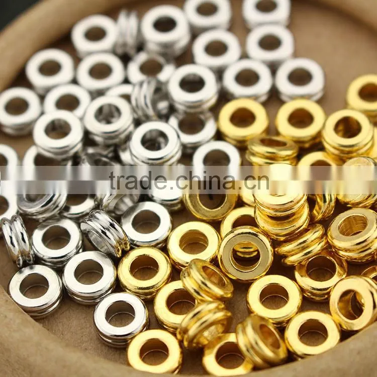 JS1218 Gold silver double disc rondelle spacer Beads,hot bracelet jewelry finding supplies
