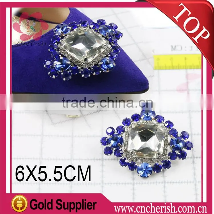 Popular crystal rhinestone shoes jewelry,diamond shape in customize