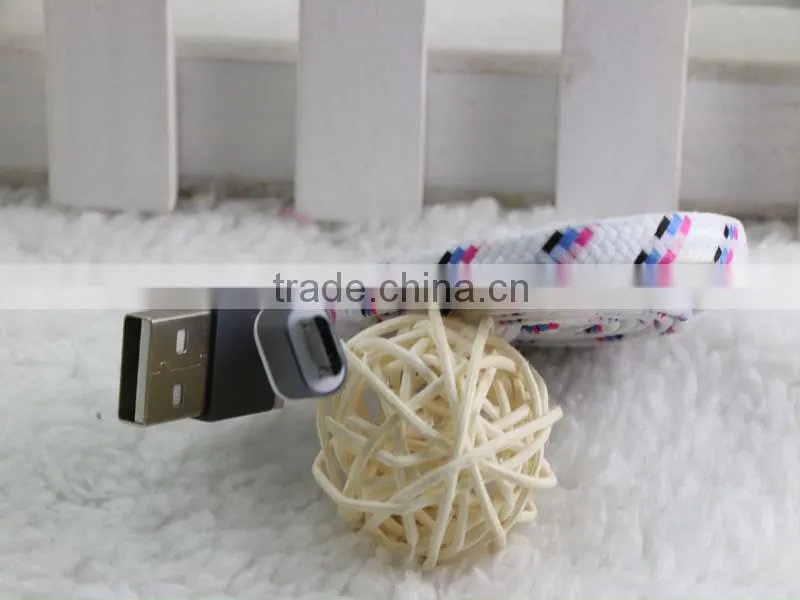 1m 2m 3m Micro USB Braided Fabric Nylon Sync Charge Cable,5 pin Charger Braided Charging Sync Data Micro USB Cable