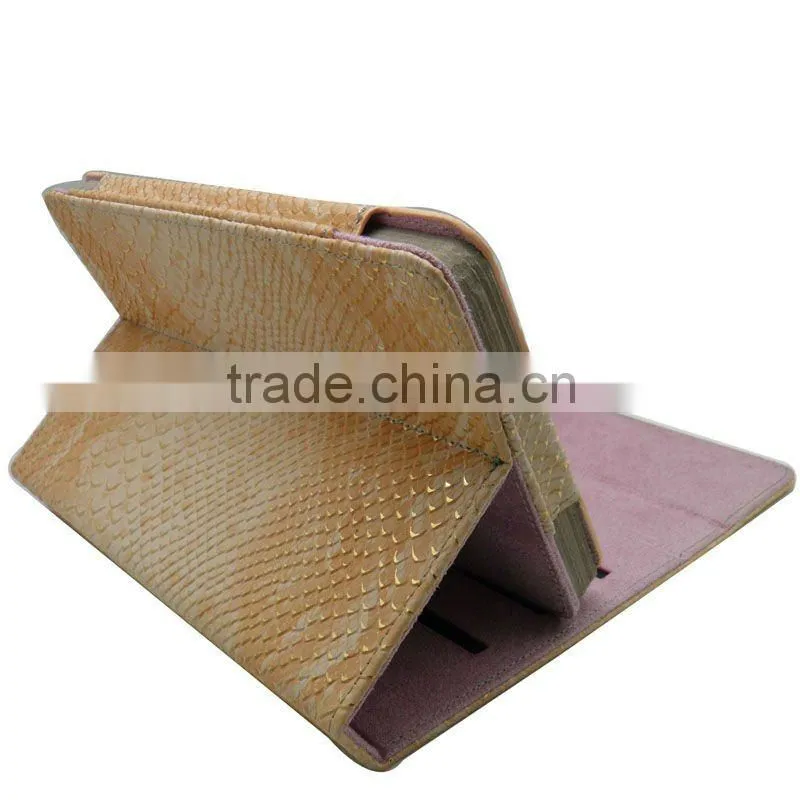 golden snake line Leather case cover for Amzozon kindle fire 7 " tablet pc with magnet flap enclosure and PU material