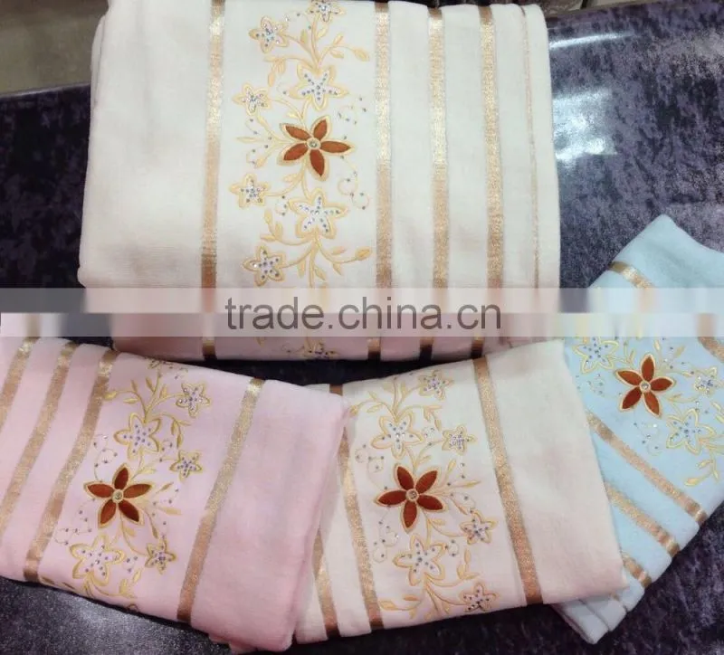 Cotton lace bath towel 3pcs set