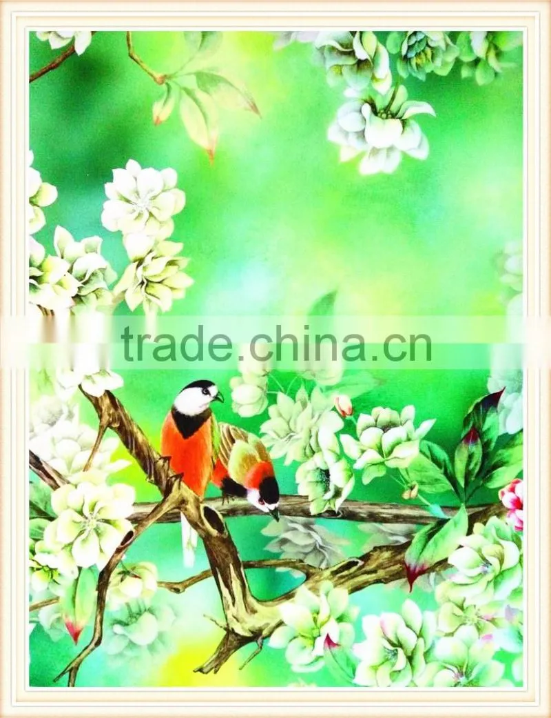 Hot selling birds and flower customized heat printing fabric transfers for textiles