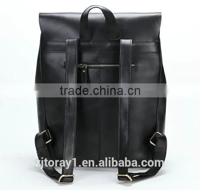 Black Leather Backpack Bag Work Backpack for Men